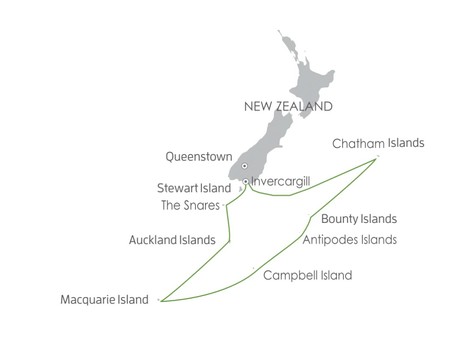 Map for Birding Down Under aboard Heritage Adventurer
