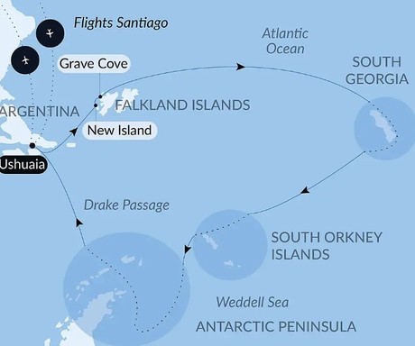 Map for The Forgotten Souls of the Far South - Antarctica Expedition Cruise