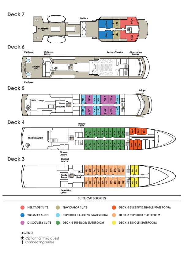 Cabin layout for Heritage Discoverer