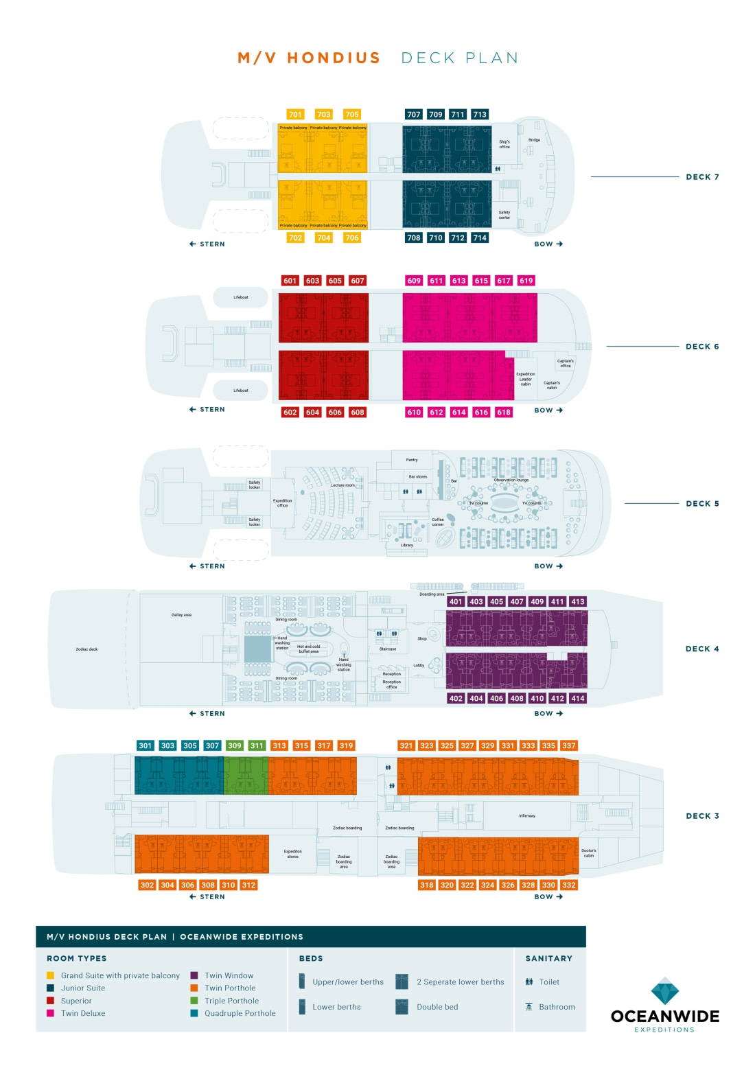 Cabin layout for Hondius