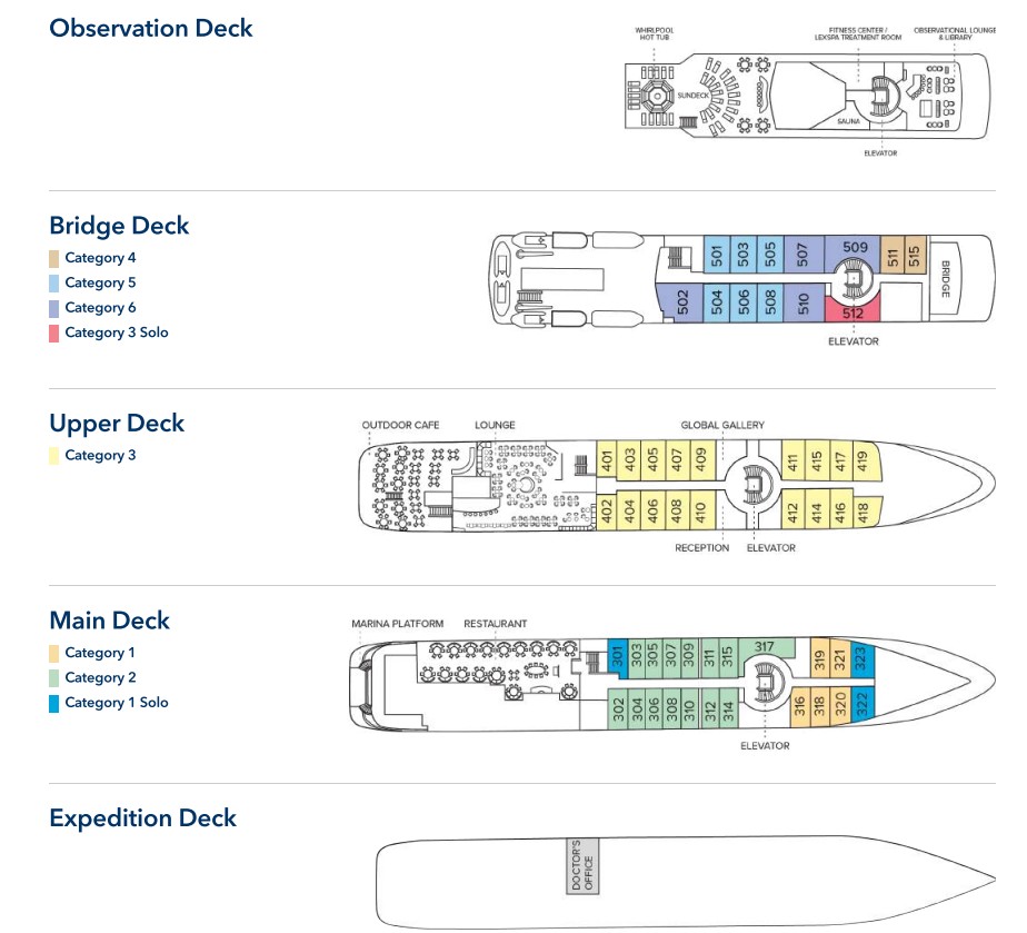 Cabin layout for National Geographic Orion