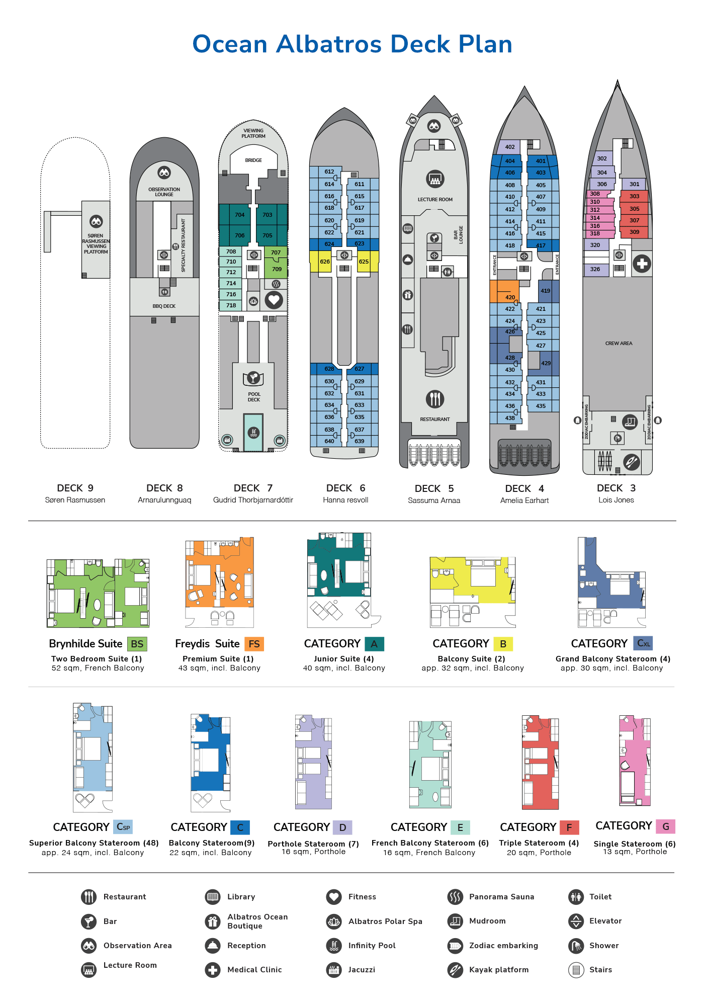 Cabin layout for Ocean Albatros