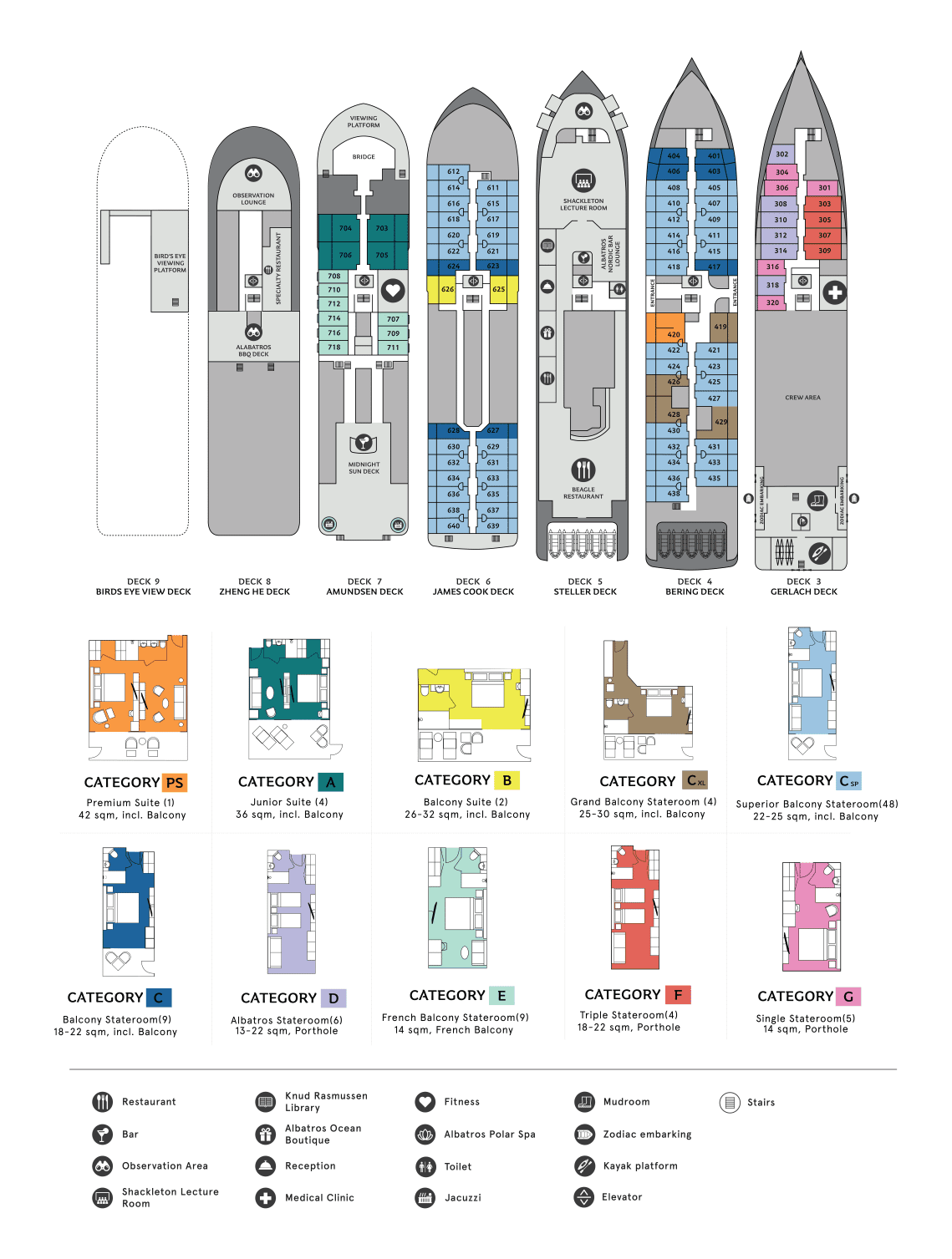 Cabin layout for Ocean Victory